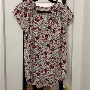 White and red floral top